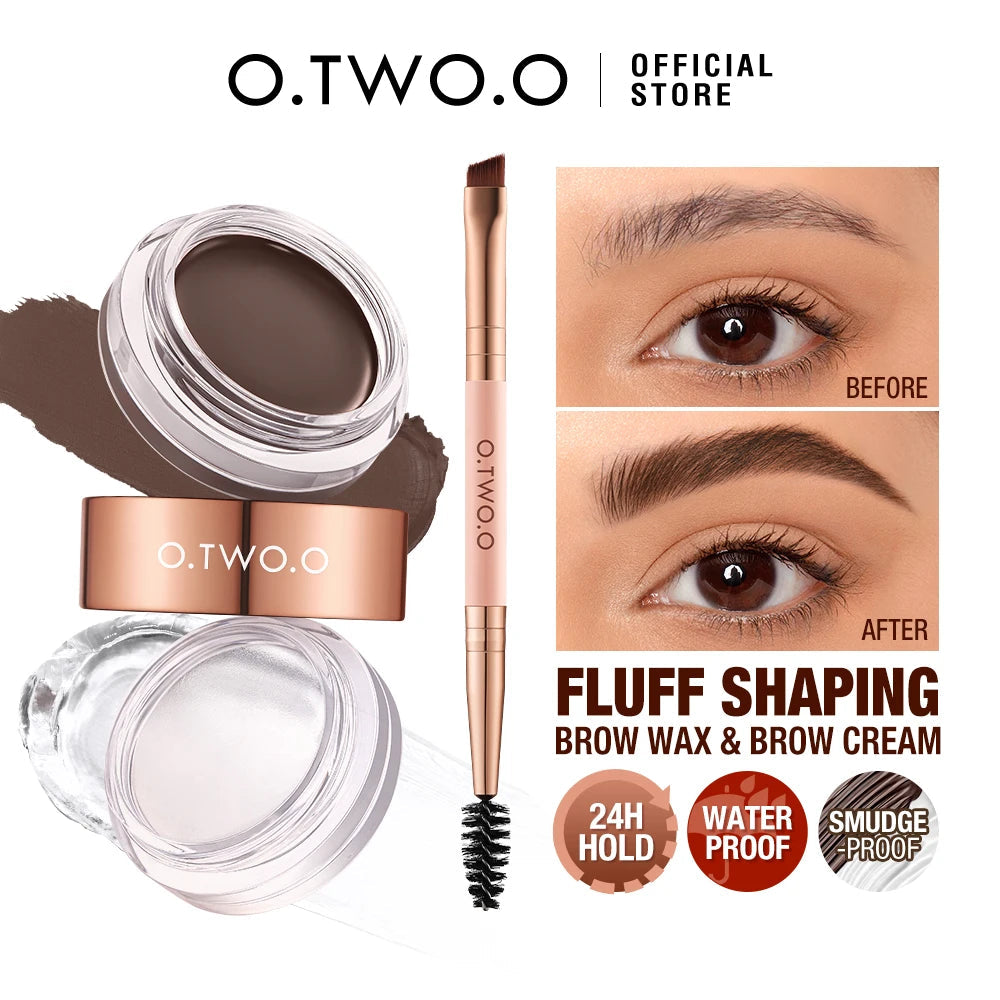 O.TWO.O Eyebrow Pomade Brow Gel Wax 2 IN 1 Waterproof Long Lasting Creamy Texture Eye Brow Tint Enhancers Cosmetics Makeup Purest Peak
